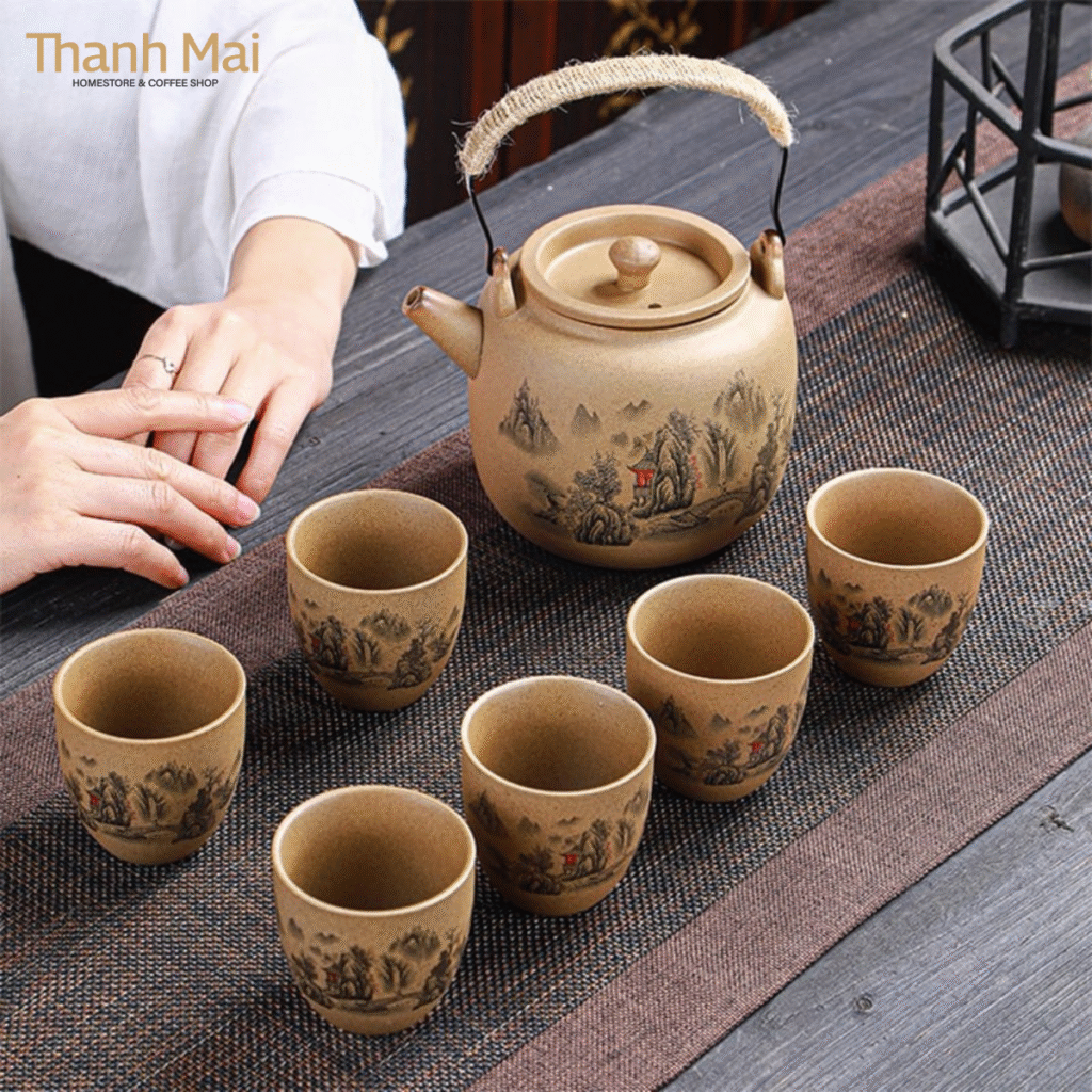 bộ ấm trà gốm sứ